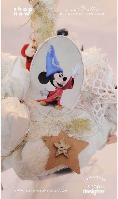 Lumanare botez Mickey Mouse Wizard creata cu o figurina special creata manual unicat 5